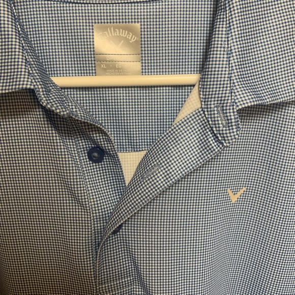 Blue and White checkered Callaway Golf Polo. Never worn. XL - Picture 3 of 3